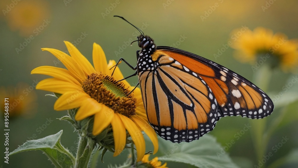 Fototapeta premium A vibrant monarch butterfly
