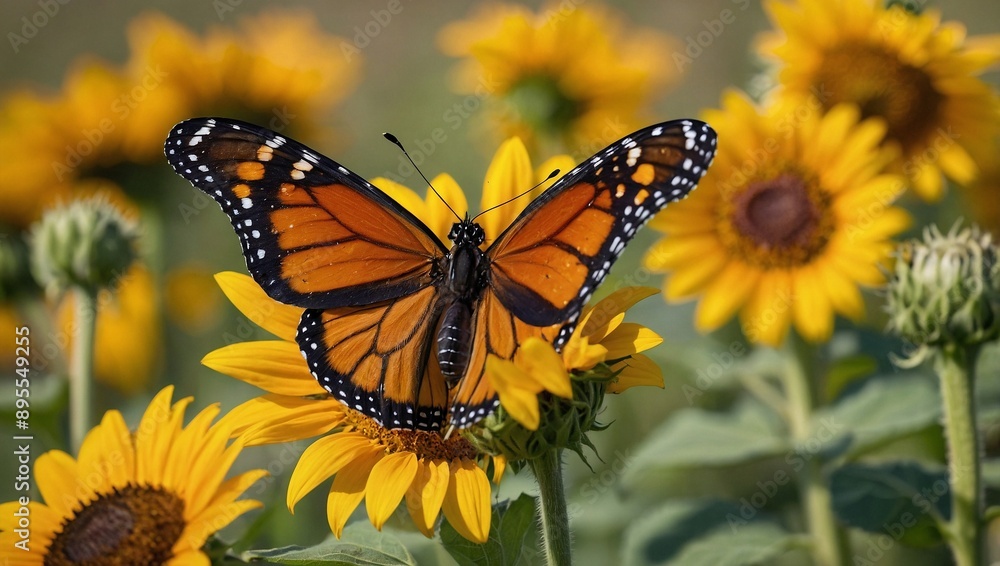 Fototapeta premium A vibrant monarch butterfly