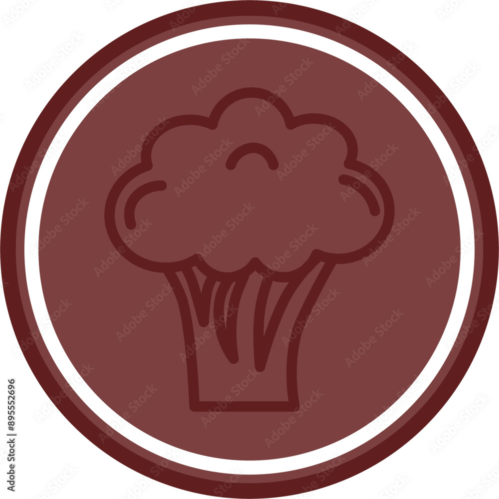 Broccoli Vector Line Double Circle Maroon Broccoli Vector Line Double Circle Maroon