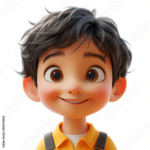 3d portraits of happy people on a white background. Cartoon characters boy and man, vector illustration