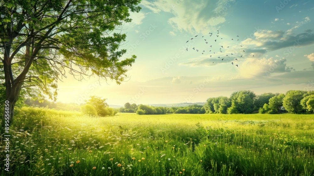 Obraz premium Peaceful Summer Meadow Landscape