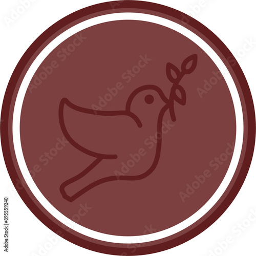 Dove Vector Line Double Circle Maroon