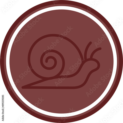 Snail Vector Line Double Circle Maroon