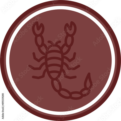 Scorpion Vector Line Double Circle Maroon