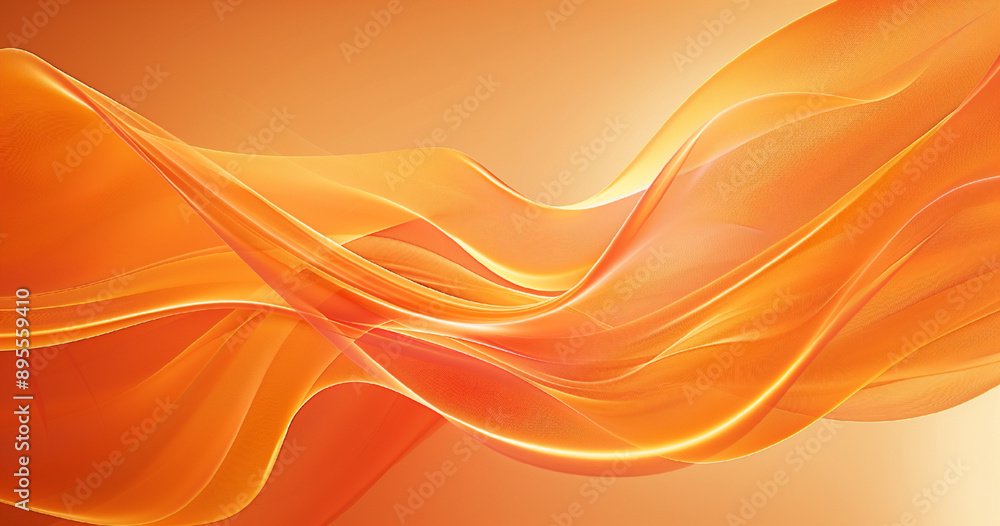 Fototapeta premium Abstract orange background with soft waves and light lines for an elegant design