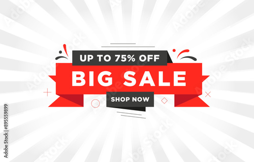 Abstract banner is a big sale. Up to 75% off.