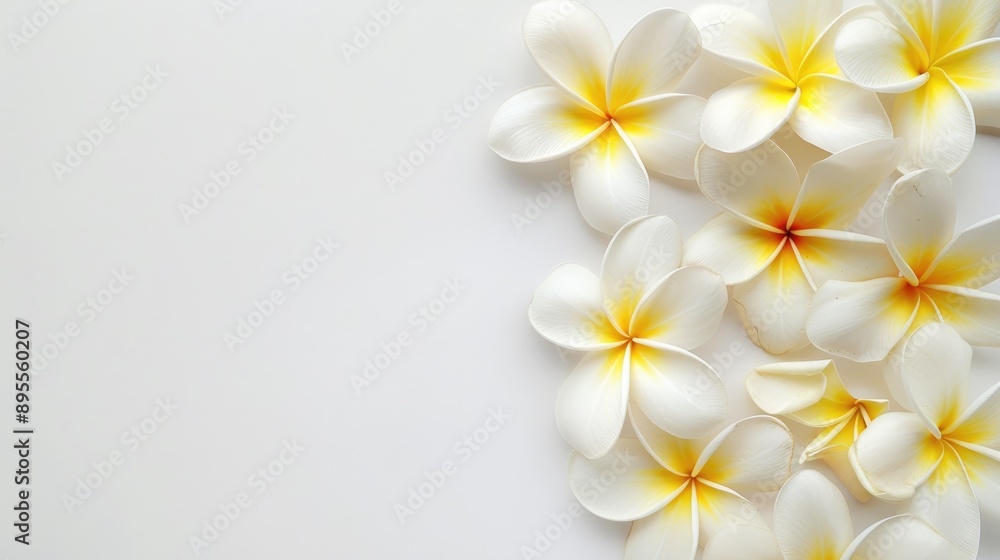 yellow frangipani flowers framed on white background with copyspace yellow frangipani flowers framed on white background with copyspace