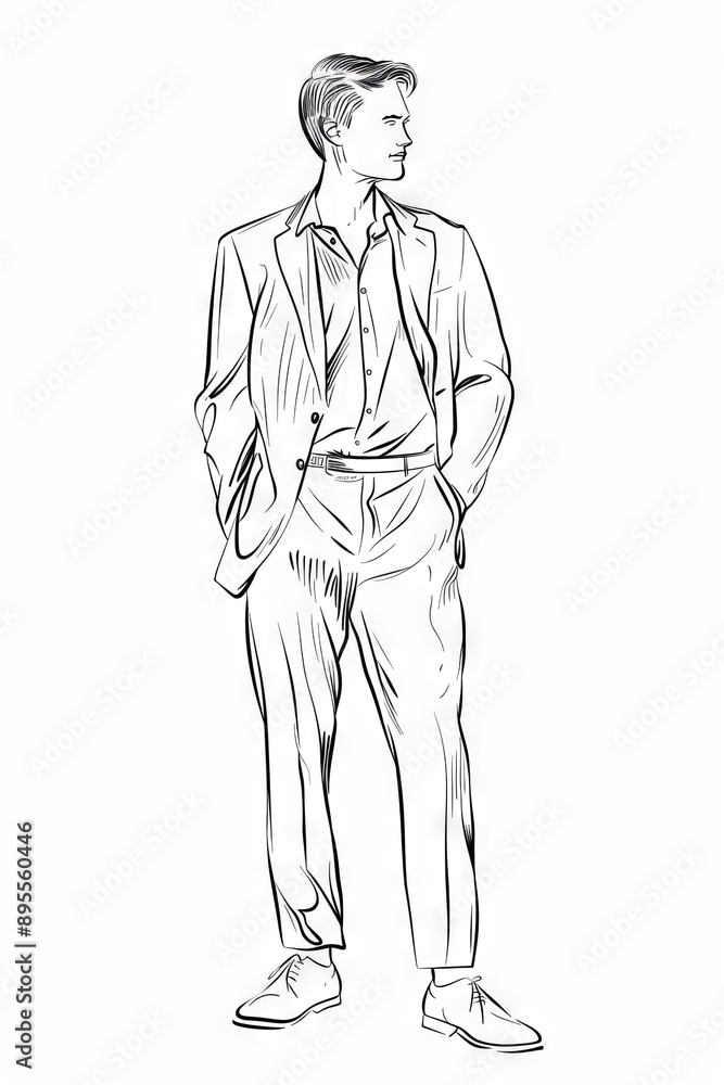 Modern High Fashion Sketches on White Paper Showcasing Male Stylish and Contemporary Designer Clothing Modern High Fashion Sketches on White Paper Showcasing Male Stylish and Contemporary Designer Clothing