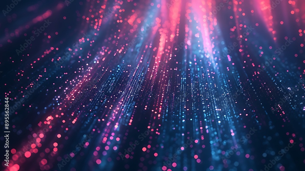 Fototapeta premium Exploring the Depths of Digital Innovation: A Mesmerizing Visual of Glowing Particles and Data Flow in a Futuristic Blue Environment