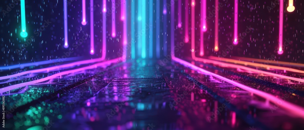 Pride month is depicted with glowing celebrations and rainbowcolored lights in an ultramodern, supernatural scene banner with copy space Pride month is depicted with glowing celebrations and rainbowcolored lights in an ultramodern, supernatural scene banner with copy space