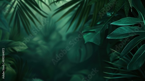 Green Lush Tropical Rainforest Leaves and Foliage