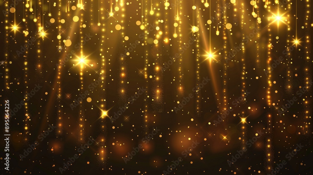 Abstract Glowing Gold Vertical Lighting Lines on Dark Background with Sparkle and Copy Space Abstract Glowing Gold Vertical Lighting Lines on Dark Background with Sparkle and Copy Space