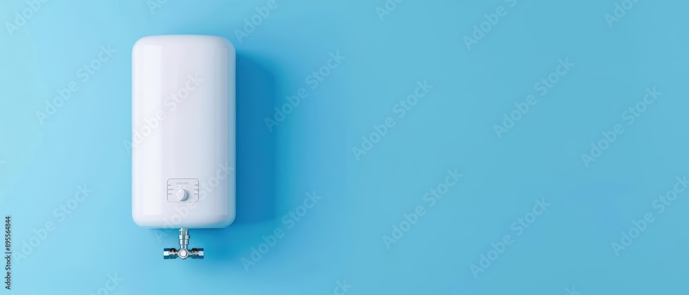 Tankless water heaters are illustrated with ethereal, compact heating units providing instant hot water in an ultramodern, supernatural scene banner with copy space Tankless water heaters are illustrated with ethereal, compact heating units providing instant hot water in an ultramodern, supernatural scene banner with copy space