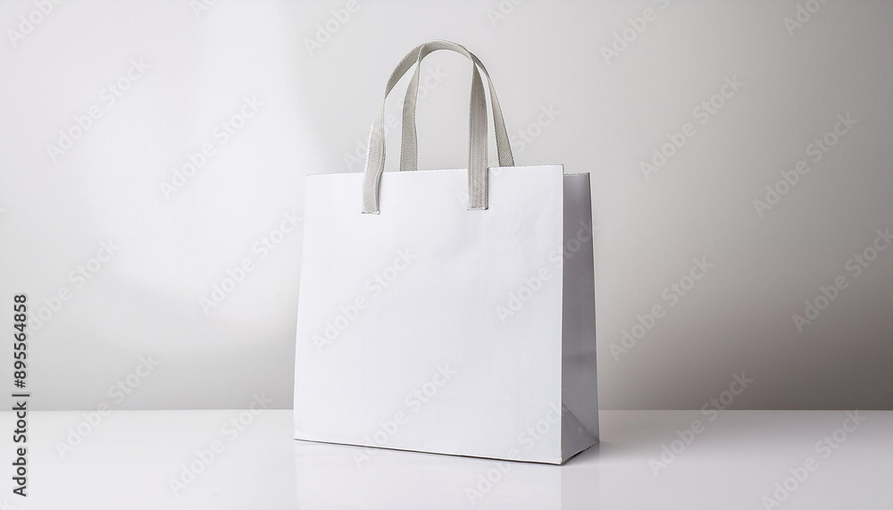 A blank white shopping bag, isolated on a white background, ideal for branding or custom designs. A blank white shopping bag, isolated on a white background, ideal for branding or custom designs.