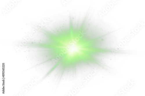 et of realistic vector green stars png. Set of vector suns png. Red flares with highlights.	