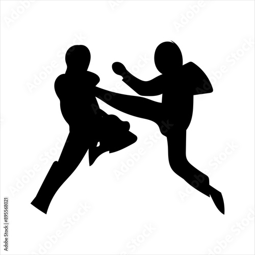 set of karate moves, martial arts karate silhouettes