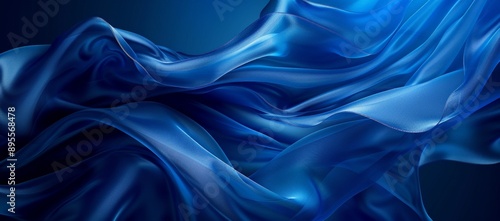 Abstract Blue Fabric Waves BAckground