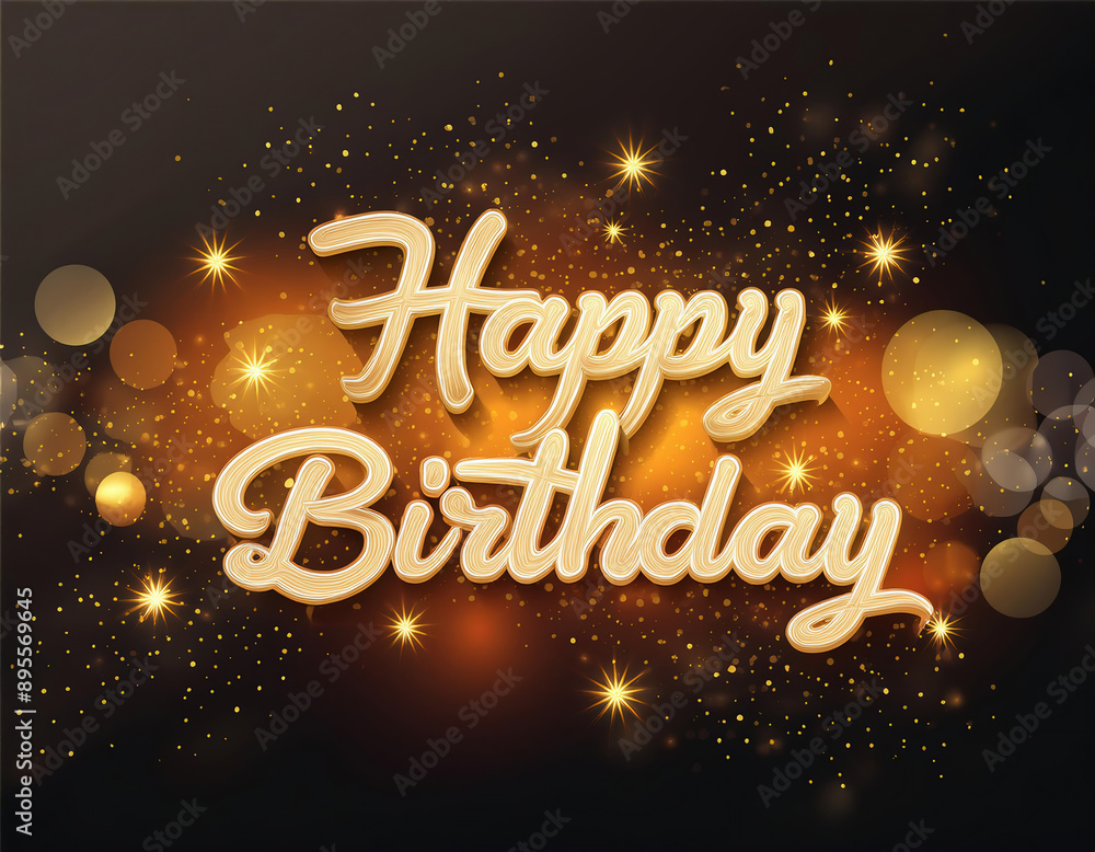 Happy Birthday Greeting Card. Golden Lettering on Dark Background. Vector Illustration Happy Birthday Greeting Card. Golden Lettering on Dark Background. Vector Illustration