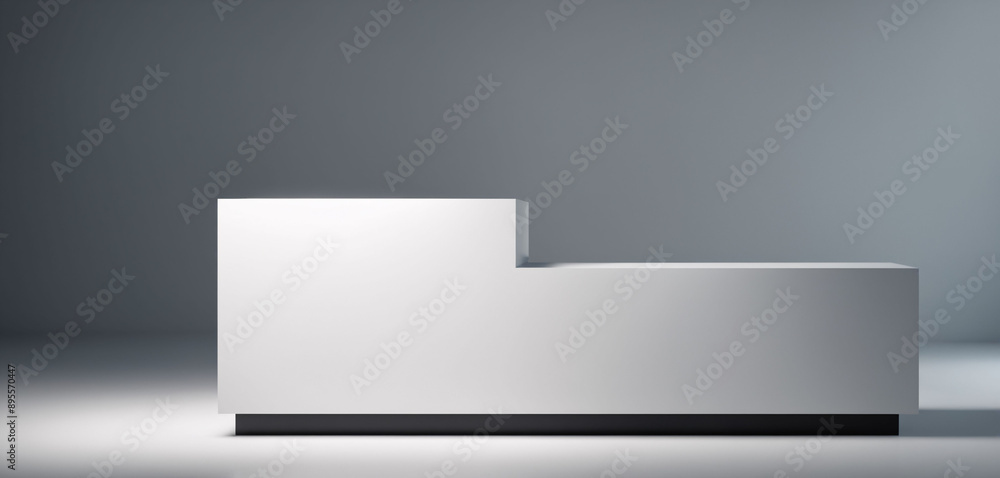 A white pedestal for in a white room with a window for product display A white pedestal for in a white room with a window for product display