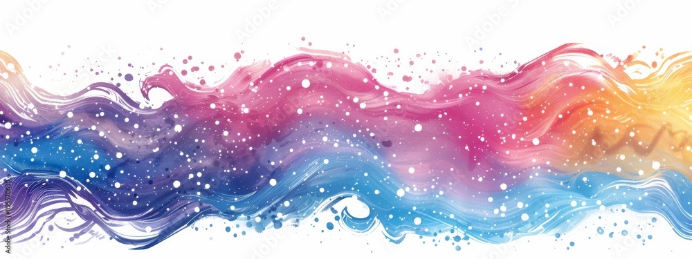 Abstract background with paint splashes, liquid art with white dots, multicolored Abstract background with paint splashes, liquid art with white dots, multicolored