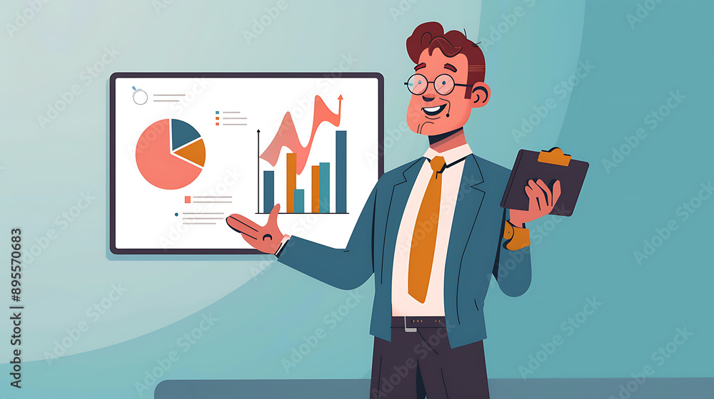 Confident businessman delivering a presentation Confident businessman delivering a presentation