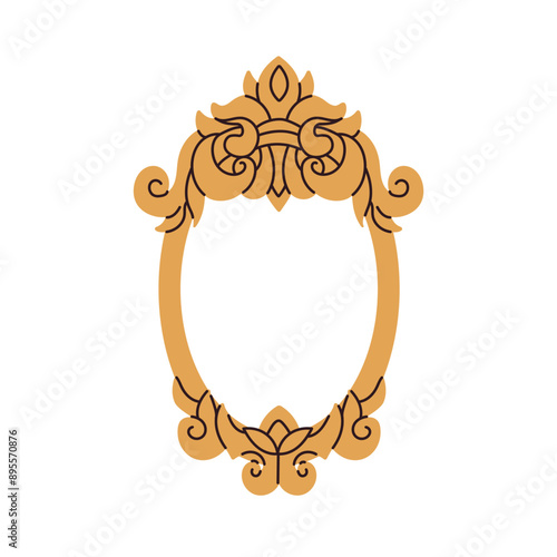 Vintage picture frame. Retro painting baguette. Antique framework, decoration. Decorative historical border for traditional gallery, museum. Flat vector illustration isolated on white background