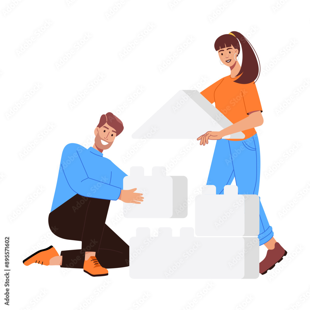 Fototapeta premium Team working illustration in flat style