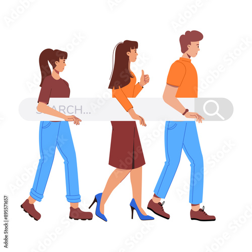 Business search illustration in flat style 


