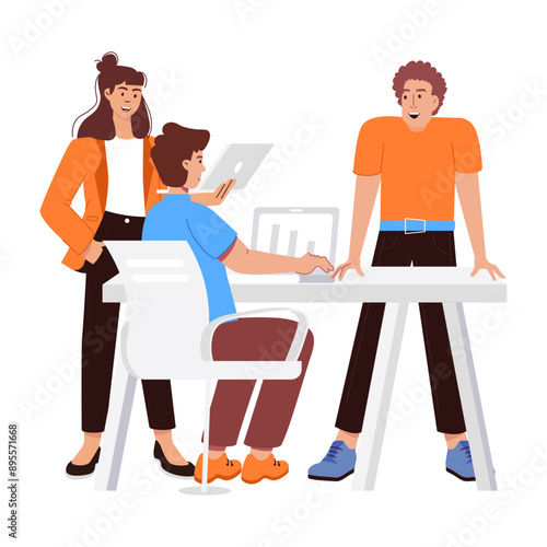 A flat style illustration of meeting 


