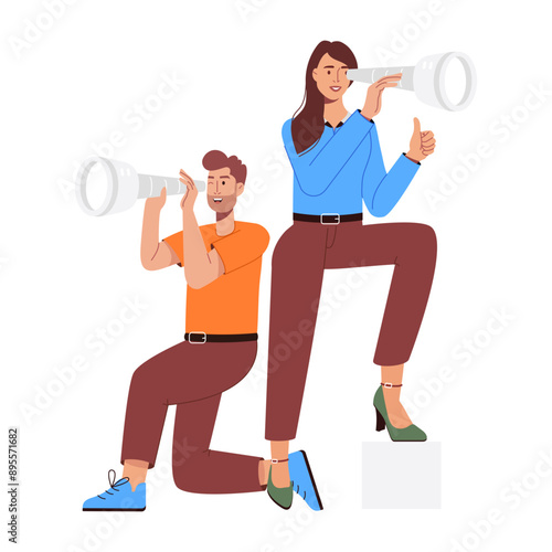 A flat illustration of team vision 

