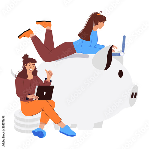 A flat style illustration of business savings 

