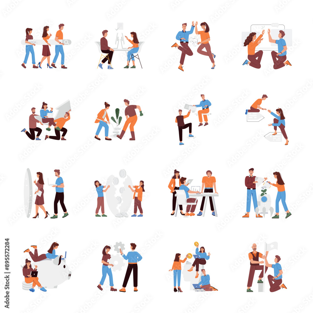 WebHandy Set of Teamwork Flat Character Illustrations
WebHandy Set of Teamwork Flat Character Illustrations