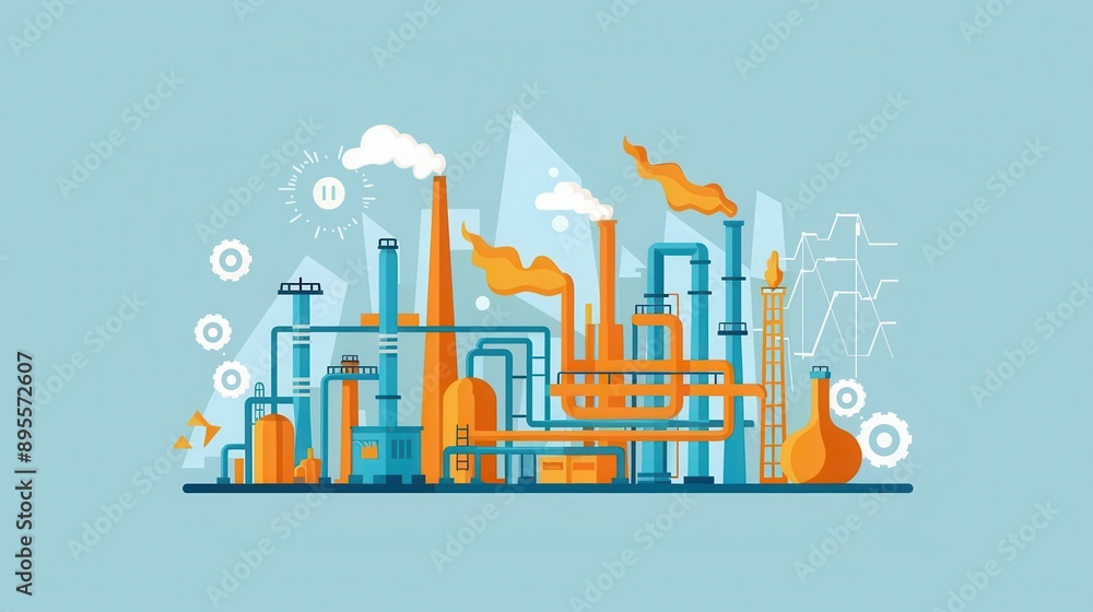 Obraz premium Oil refinery, increased production costs graph