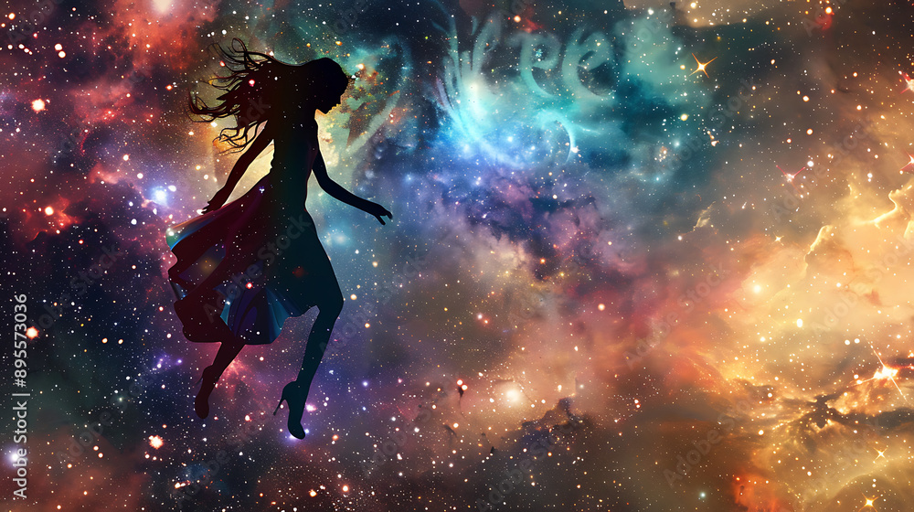 Universe goddess spirit silhouette on galaxy space background Universe goddess spirit silhouette on galaxy space background