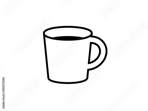 フラットなホットコーヒーアイコンC：黒線