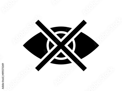 シンプル目非表示バツマークB：黒