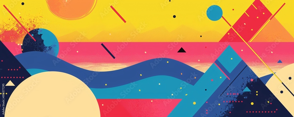 Abstract Geometric Landscape with Vibrant Colors Abstract Geometric Landscape with Vibrant Colors