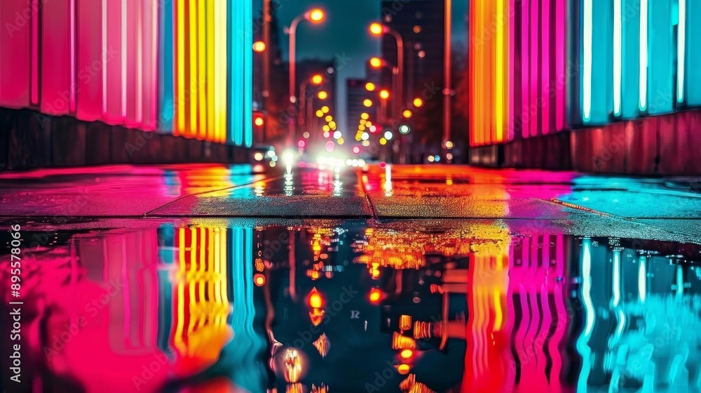 Fototapeta premium A captivating image featuring colorful reflections on water