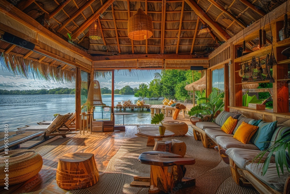 Fototapeta premium Waterfront Living Room Tropical Getaway
