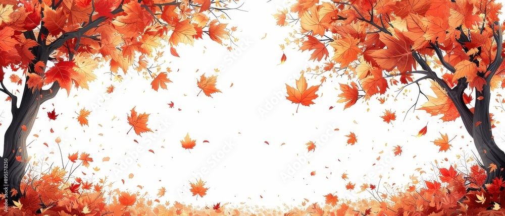 Cartoon Flat Design of a maple blanket view with detailed maple leaves, positioned on a podium. Space for text. Cartoon Flat Design of a maple blanket view with detailed maple leaves, positioned on a podium. Space for text.