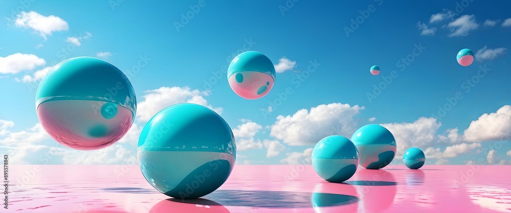 Abstract 3D spheres on pink and blue background, vibrant design, perfect for digital art. Generative AI Abstract 3D spheres on pink and blue background, vibrant design, perfect for digital art. Generative AI