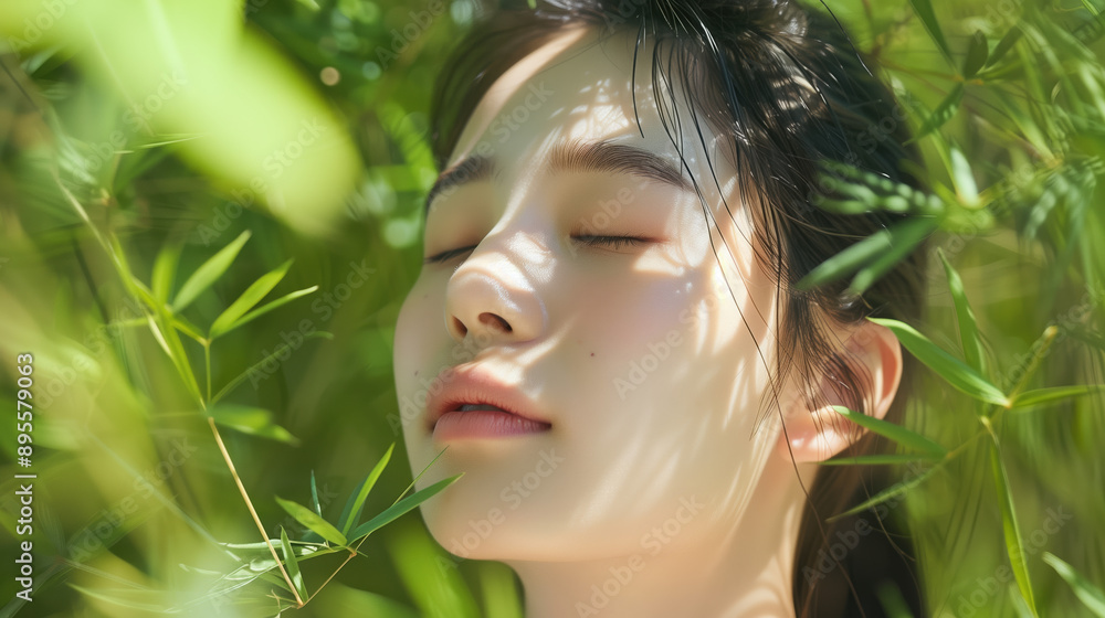 Botanical Garden Beauty: South Korean Woman Using Willow Bark Extract for Acne Treatment and Exfoliation Botanical Garden Beauty: South Korean Woman Using Willow Bark Extract for Acne Treatment and Exfoliation