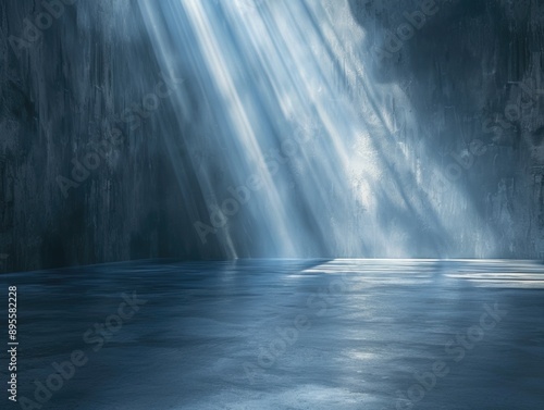 Sun shining through clouds over calm water