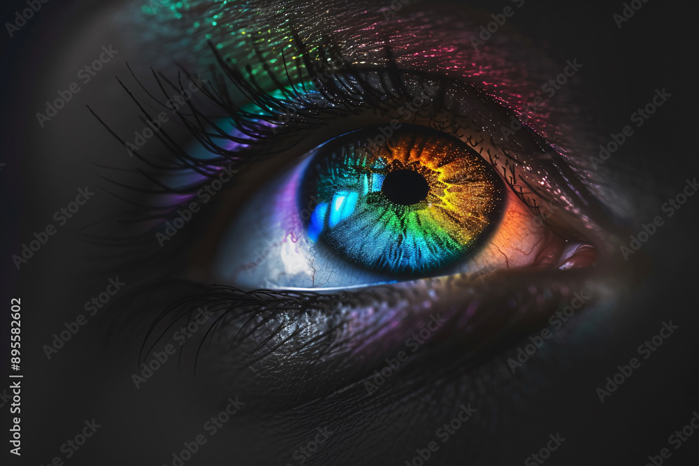 a close up of a colorful eye a close up of a colorful eye