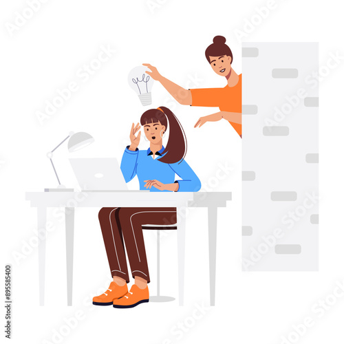 Person stealing idea flat illustration 

