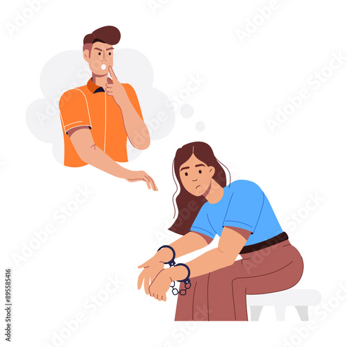 Flat character based illustration of forced silence

