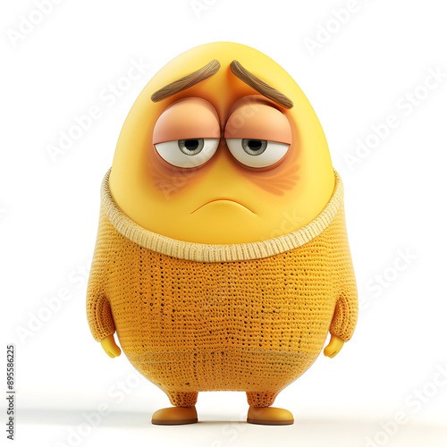 Sad Cartoon Character in a Yellow Sweater