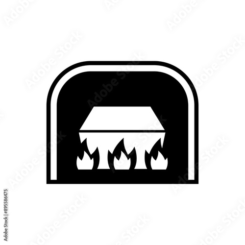 Crematorium sign. Burning a coffin is a symbol of burial.