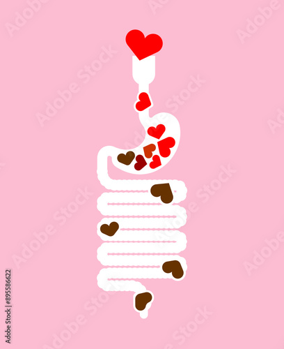 Love is shit. Eats the heart and comes out as poop. concept illustration Love comes in and shit comes out
