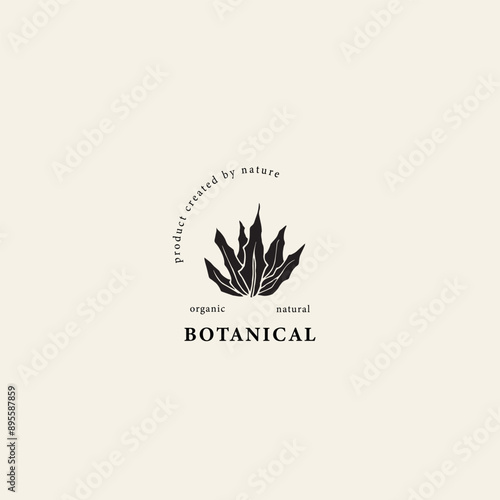 Flat vector aloe vera plant logo